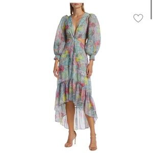 Alice + Olivia Katia Printed High - Low Midi Dress